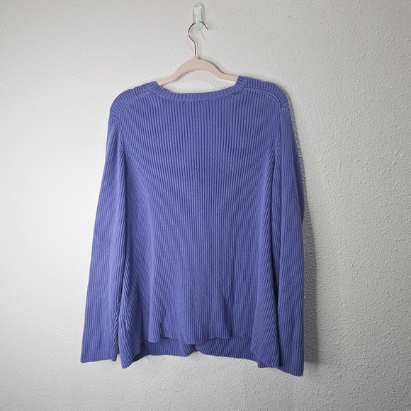 Coldwater Creek Women's Purple V-Neck Ribbed Long Sleeve Sweater Plus Size 2X - Picture 7 of 7